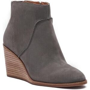 Lucky Brand Zanta Suede Wedge Heel Ankle Boots Storm Women's US 8.5/EU 39 NWOT